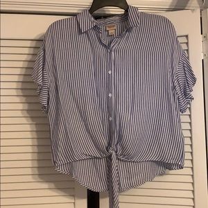 Blue and White stripe tied shirt